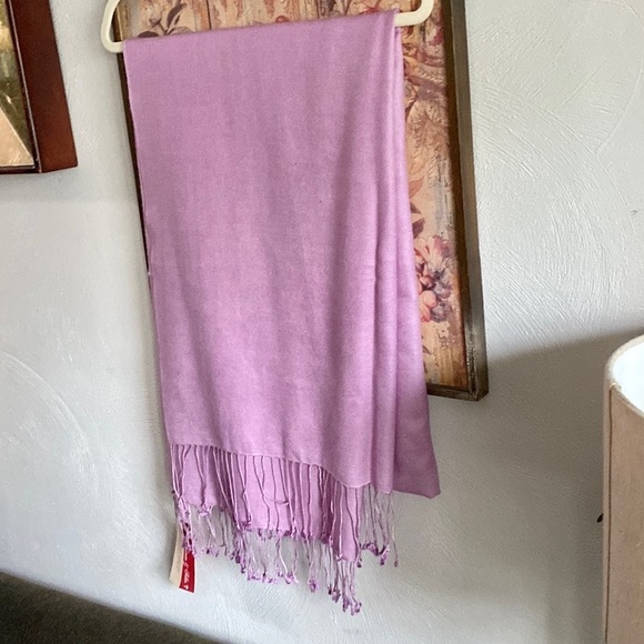 NWT GENUINE CASHMERE PASHMINA TASSEL SHAWL WRAP SCARF PINK MAUVE LILAC OVERSIZED - Picture 12 of 15